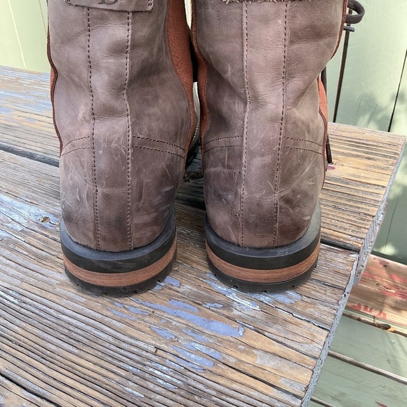 Men\'s Brown Luxe De Leon Tierra Combat Boots Brown Leather Faux Fur Lined Size14 main image 8
